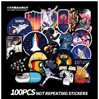 สติ๊กเกอร์ไดคัท สติ๊กเกอร์ อวกาศ sticker space nasa กันน้ำ PVC 100 ชิ้น 7 cm (C) ของเล่น ของสะสม DIY