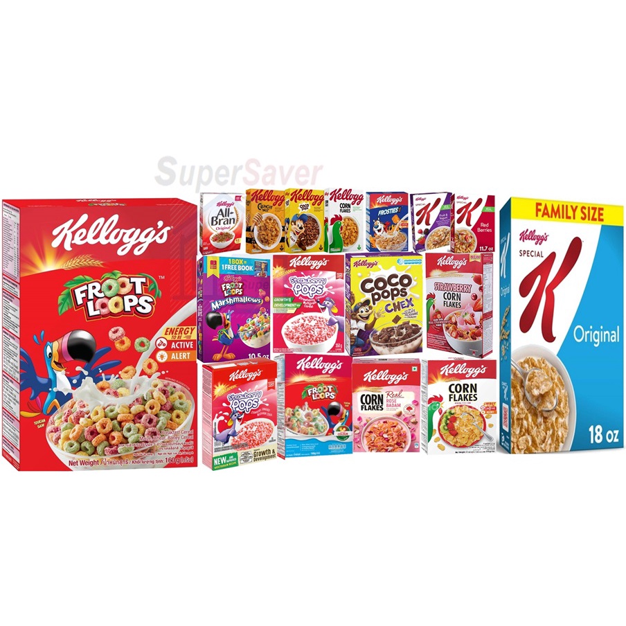 Kelloggs Cereals Special Honey Oat, Mueslix Raisin และ Almond Crunch, Frosties, & Froot Loops
