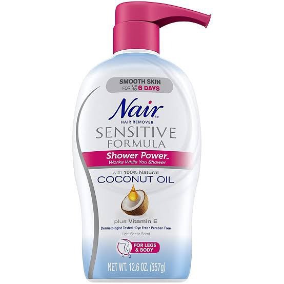 Nair Sensitive Formula Shower Power Coconut Oilครีมกำจัดขน Nair Sensitive สูตรผสมด้วยน้ำมันมะพร้าวธร