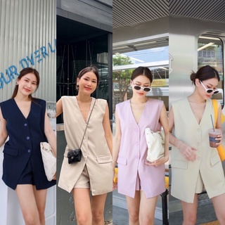 📌ลด 20% ใส่โค้ด L299HIT Simplestyle.byd Sleeveless Blazer Style ชุดเซทเบลเซอร์เเขนกุด เสื้อเเขนกุด ชุดไปคาเฟ่