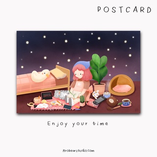 "Enjoy your time" Premium glitter postcard กลิตเตอร์โปสการ์ด