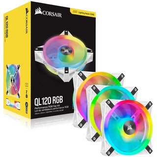 FAN Corsair QL Series, iCUE QL120 RGB, 120mm RGB LED PWM White Fan, Triple Fan Kit with Lighting Node Core