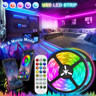 สายไฟ LED 2835 บลูทูธ 5V RGB 1-10 ม. ยืดหยุ่น สําหรับตกแต่งห้อง TV