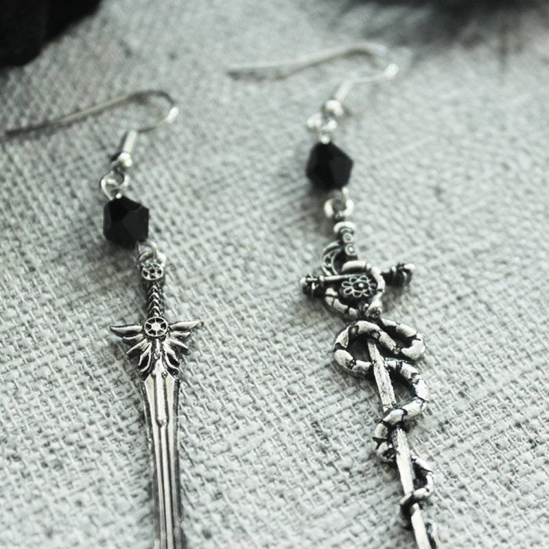 San* ต่างหูตะขอ ห้อยจี้รูปดาบยาว สไตล์โกธิคย้อนยุค เครื่องประดับ - รูปที่ 4