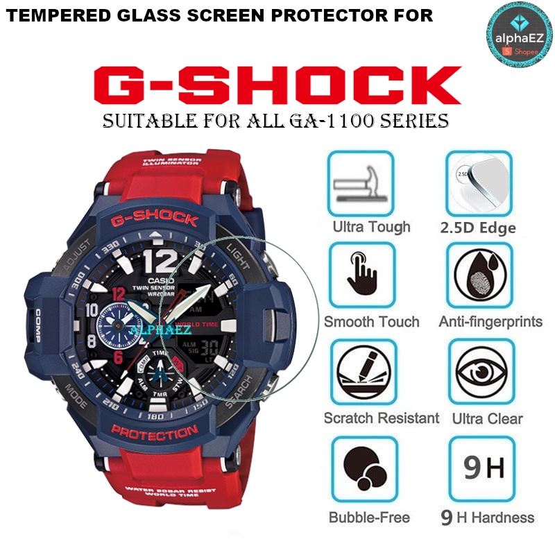 Casio G-Shock GA-1100 GRAVITYMASTER Series 9H ฟิล์มกระจกนิรภัยกันรอยหน้าจอ กันรอยขีดข่วน GA1100