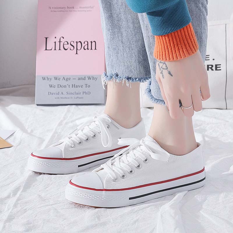 รองเท้าผ้าใบลำลองสีขาว ระบายอากาศได้ สะดวกสบาย ทนต่อการสึกหรอ - รูปที่ 6