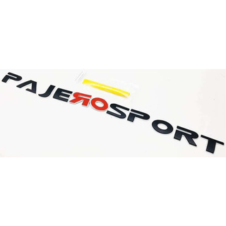 LOGO Pajero Sport 3D 2 ชั้น สีดำด้าน + ชุปโครเมี่ยม มาพร้อมจิ๊กกะระยะตัวอักษร ไม่ต้องกะระยะเอง
