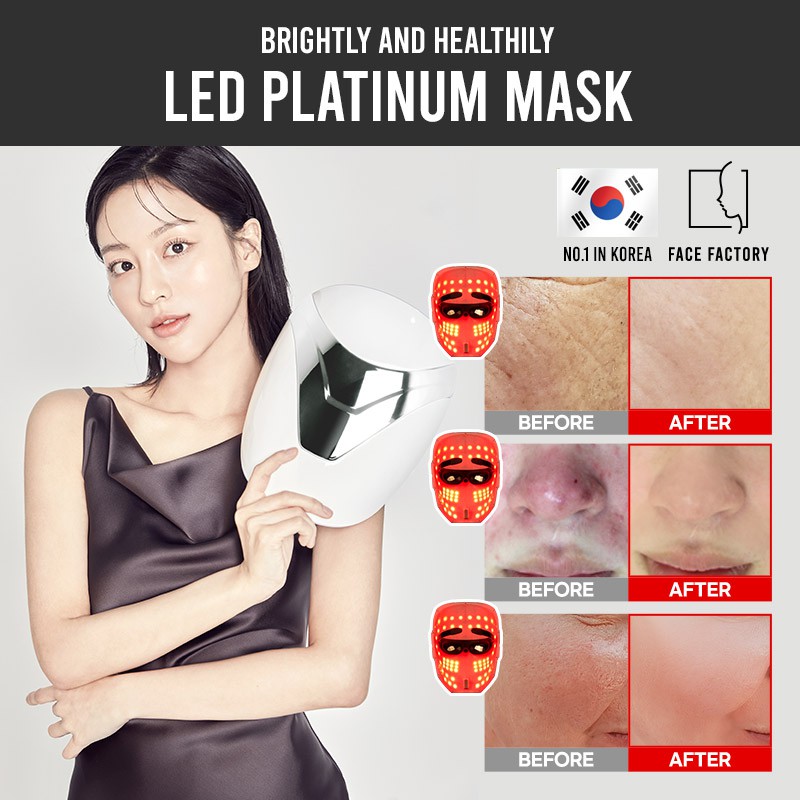 พร้อมส่ง - Platinum LED Mask [Face Factory🇰🇷] มาสก์หน้า LED นวัตกรรมแสงบำบัด หน้ากากแสง LED ของแท้จากเกาหลี