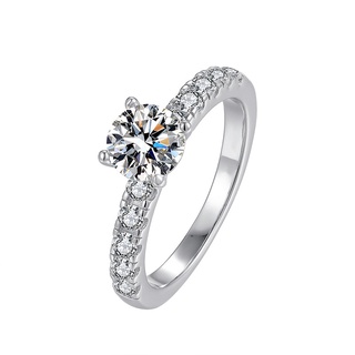 0.5ct/1ct moissanite diamond แหวนเพชรโมอิส 4 Prongs สําหรับผู้หญิง