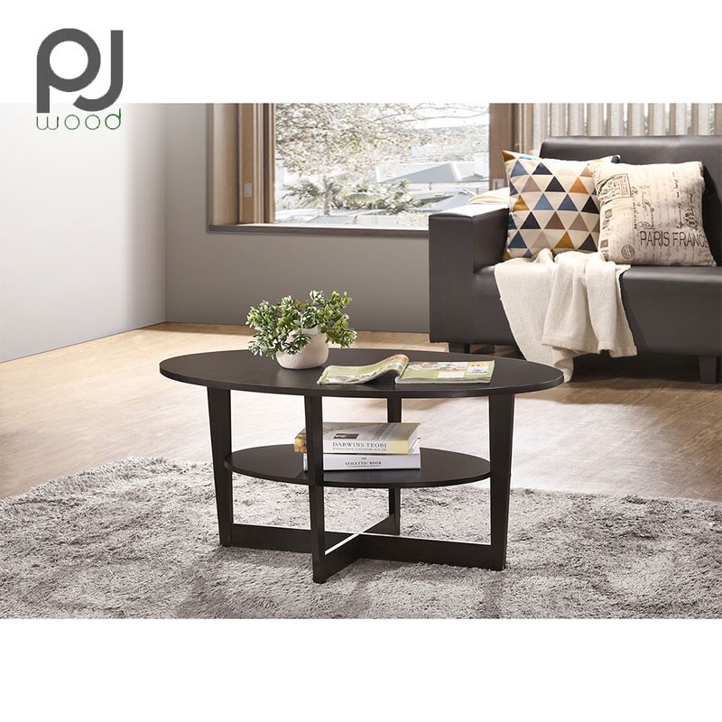 PJ Wood โต๊ะกลาง หน้าวงรี Coffee Table oval square 2 tiers