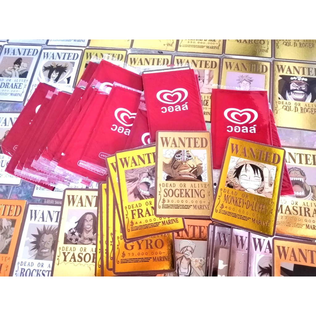 วันพีช ONE PIECE การ์ด ประกาศจับ สะท้อนแสง จาก วอล Wall ซองละ 10 บาท 1 ซอง มีการ์ด 1 ใบ