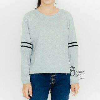 GREY Long-sleeved T-shirt with Line