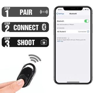 คลังสินค้าพร้อม Bluetooth Shutter Release Remote สําหรับโทรศัพท์/แล็ปท็อป/แท็บเล็ต/PC Mini Wireless Camera Shutter พร้อมแบตเตอรี่ฟรี