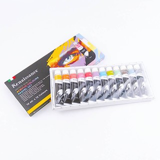 ชุดสีอะคริลิค โทนพาสเทล 12 สี 12ml Renaissance Acrylic Colours Pastel Set (12สี/กล่อง)