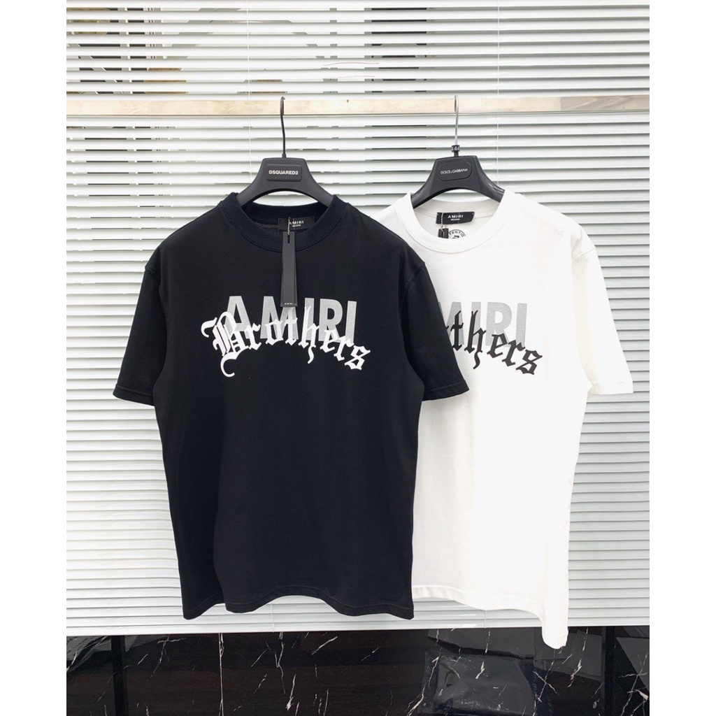 เสื้อยืดตัวอักษร 3ง อามิริ รุ่นใหญ่ที่หน้าอกสไตล์เรียบหรูผ้าฝ้ายใส่สบายสําหรับปิกนิกฤดูร้อน