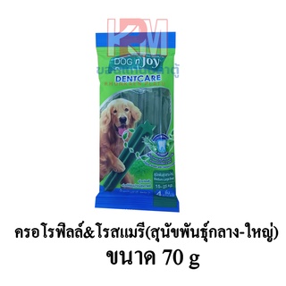 Dog n Joy Dentcare ขนมขัดฟัน สำหรับสุนัขพันธุ์กลาง-ใหญ่ ช่วยลดกลิ่นปาก ลดคราบหินปูน รสคลอโรฟิลล์และโรสแมรี่ ขนาด 70 G.