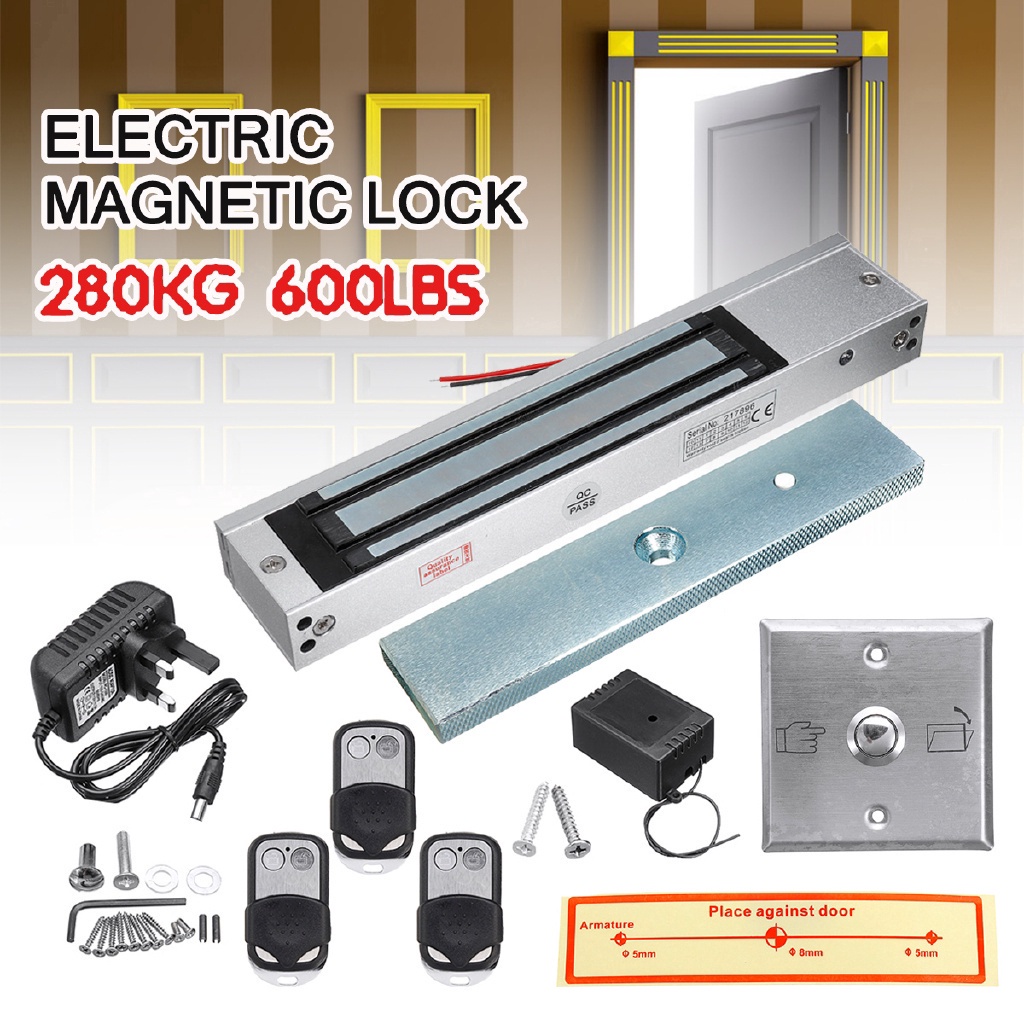 อุปกรณ์ล็อคประตูไฟฟ้า ระบบแม่เหล็ก 280 กก. 600LB และรีโมตล็อคประตูไฟฟ้า 3 ระบบ