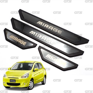 ชายบันได กันรอย สีดำ+ชุบโครเมี่ยม สำหรับ Mitsubishi Mirage SPACE STAR HATCHBACK ปี 2012-2018