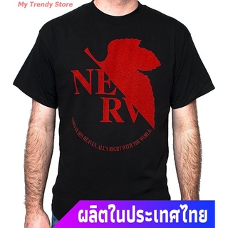 My Trendy Store อีวานเกเลียนเสื้อยืดกีฬา Evangelion Nerv Logo Adult Men Black T-Shirt Evangelion Mens Womens T-shirts