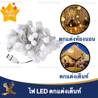 ไฟ LED สำหรับตกแต่งเต็นท์ ตกแต่งห้องนอน ไฟประดับห้อง หัว USB และ ใส่ถ่านได้ สีวอร์มไวท์