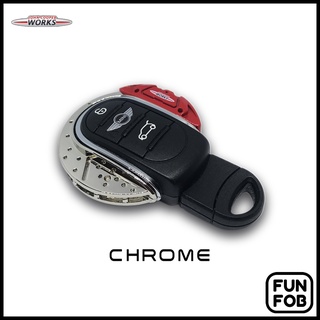 กรอบกุญแจโลหะเข้ารูปแต่ง ชุดเบรค/จานเบรค แบบเงา Mettalic Chrome (JCW Brake)  [สำหรับ Gen3 NEW MINI รุ่น F54/F55/F56/F57/