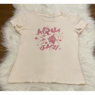 แท้ 💯% Used Bossini T-Shirt size S อกได้ถึง 34” สีชมพูอ่อน พาสเทล น่ารักมาก มือสอง สภาพดี