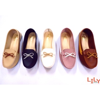 Size 36-45 รองเท้าคัทชู หนังนิ่ม แบบผูกโบว์ปกข้าง Lily Shoes [ใส่โค้ด SEUWS922 ลดทันที 20%]