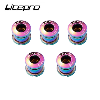 Litepro จักรยานเสือภูเขาใบจานเดียวสกรูจักรยานพับที่มีสีสันถั่วเหล็กเพลาข้อเหวี่ยงโซ่ล้อ
