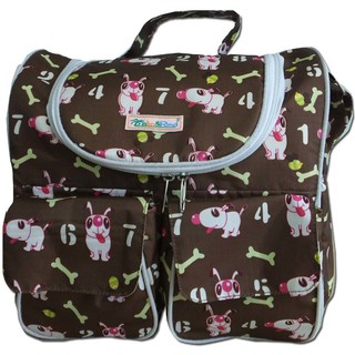 PalmandPond กระเป๋าคุณแม่ลูกอ่อนกันน้ำ ลายพื้นน้ำตาลลายกระดูก