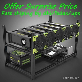 คอมพิวเตอร์ V3C 6-BAY Veddha Aluminum Stackable Open Air 6 GPU Crypto Miner Case ETH 6gpu Mining Rig Frame For Bitcoin Unassemble Ethereum เครื่องขุด&amp;-&amp;&amp;