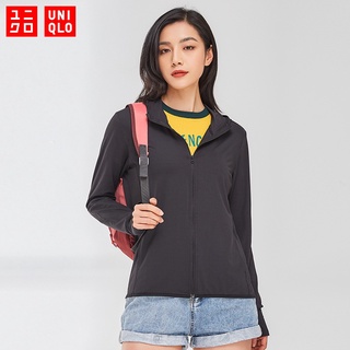 Uniqlo เสื้อแจ็กเก็ตแขนยาว มีฮู้ด มีซิป ป้องกันรังสียูวี UPF 50+ สําหรับผู้หญิง