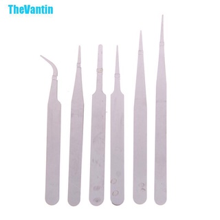 Thevantin แหนบสเตนเลส ป้องกันไฟฟ้าสถิตย์ เครื่องมือซ่อมแซม 6 ชิ้น /