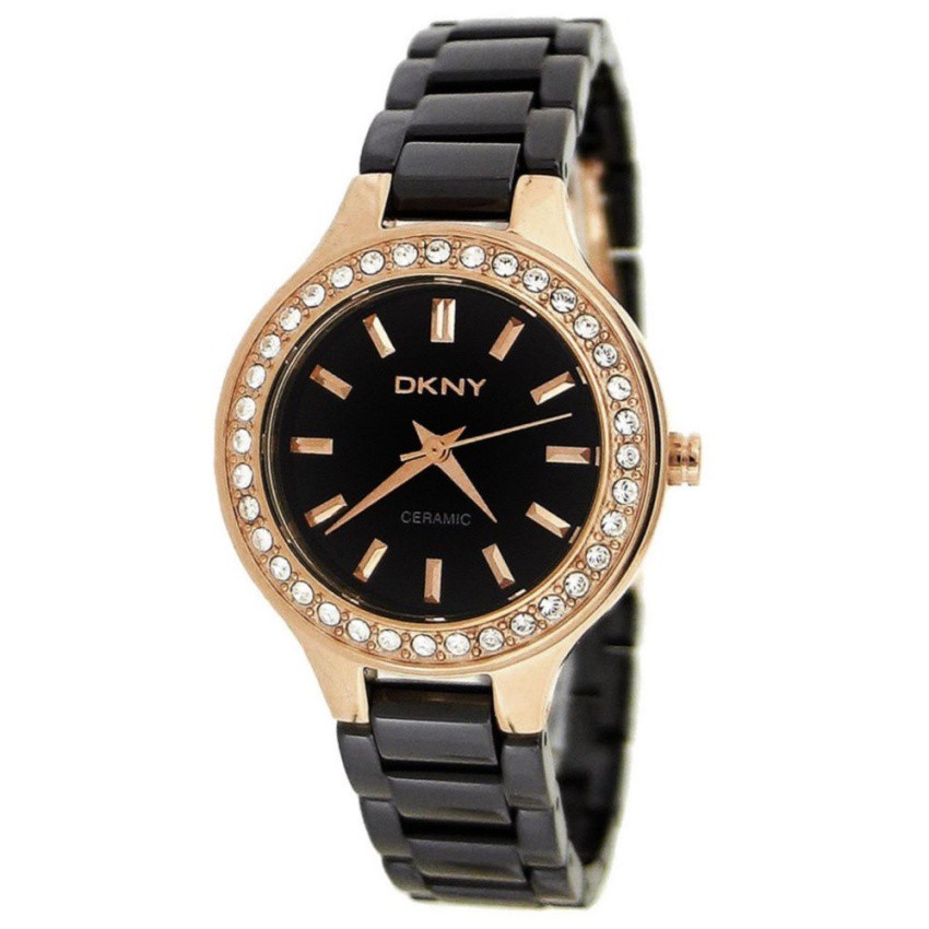 DKNY Women's NY4981 Black Ceramic Quartz Watch with Black Dial(Black)