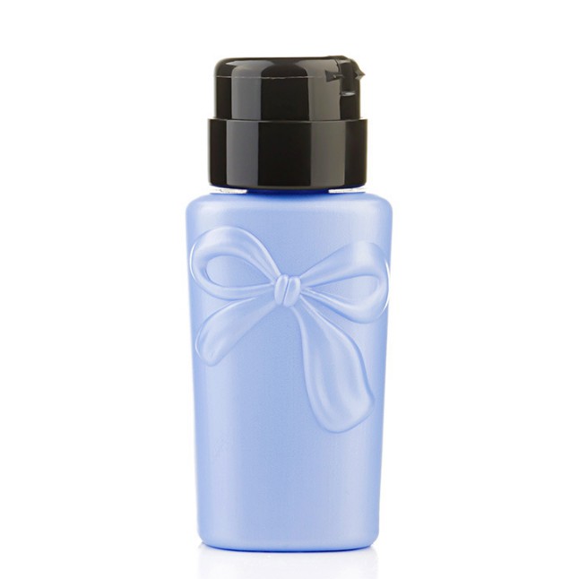 ขวดปั๊มลายโบว์ฟ้า ขวดใส่น้ำยาล้างเล็บ ขนาด 200 - 250 ML.