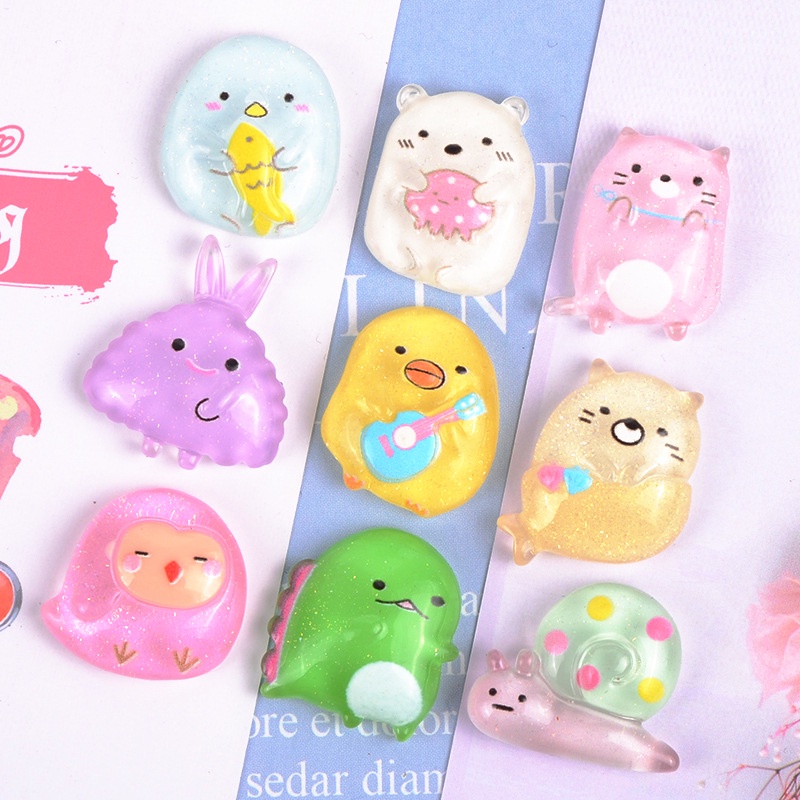 เครื่องประดับเรซิ่น รูปการ์ตูนสัตว์น่ารัก ขนาดเล็ก กิ๊บติดผม เชือกรัดผม DIY อุปกรณ์เสริม สําหรับตกแต่งผม เข็มกลัด ครีม กาว เคสโทรศัพท์ DIY