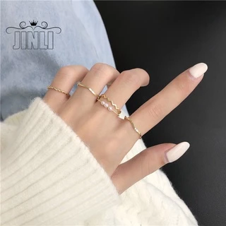 แหวนโลหะผสม สีเงิน ประดับไข่มุกแฟชั่น สําหรับผู้หญิง