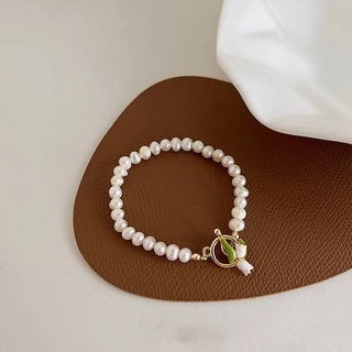 ใหม่ เครื่องประดับ สร้อยข้อมือ จี้ดอกทิวลิป ดอกกุหลาบ สีชมพู ประดับไข่มุกเทียม แฟชั่นฤดูร้อน สําหรับผู้หญิง