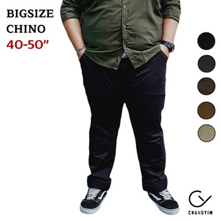 กางเกงขายาวผ้า Chino ทรงกระบอกเล็ก สีดำ/10 ไซต์ใหญ่ 40-50"