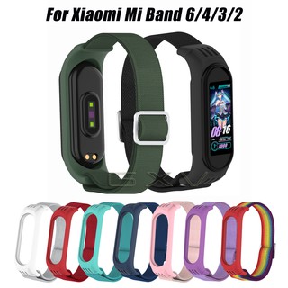 สายรัดข้อมือไนล่อนยืดหยุ่นสําหรับ Xiaomi Mi Band 6 5 4 3