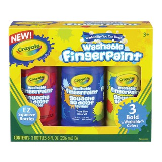 WASHABLE FINGERPAINT 3 BOLD COLORS สีน้ำระบายด้วย นิ้วล้างออกได้ CRAYOLA 3 สีหลัก งานศิลปะ อุปกรณ์เครื่องเขียน ผลิตภัณฑ์