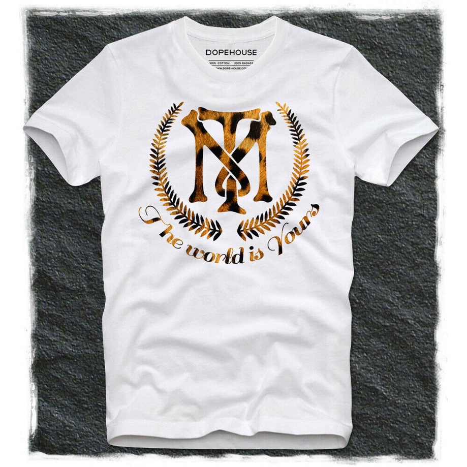Tony Montana Scarface The World Is Yours โลโก้รูปปั้น Cult ภาพยนตร์สินค้าที่ดี Mens Tops