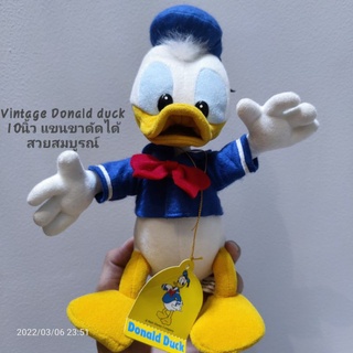 ตุ๊กตา วินเทจ โดนัลดั๊ก แขนขาดัดได้ ป้ายห้อย ขนาด10นิ้ว Donald duck ป้าย Tokyo Disneyland 2,200¥ Walt Disney Characters