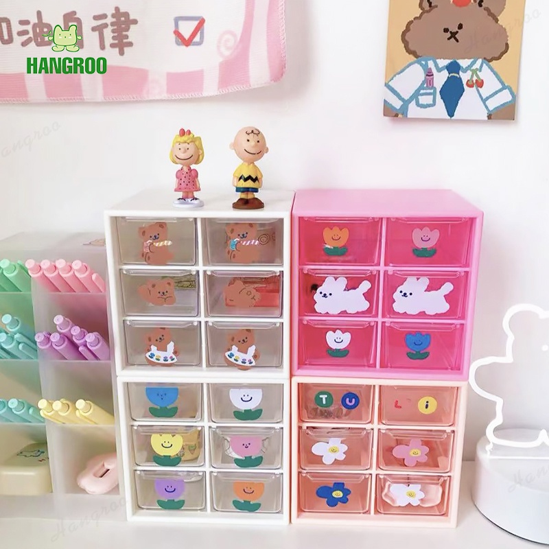 HANGROO กล่องลิ้นชัก กล่องเก็บของ อเนกประสงค์ เก็บเครื่องเขียน เก็บแปรงแต่งหน้า (H8810,H8811,H8812)