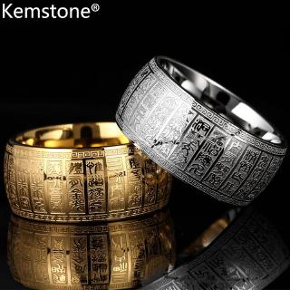 เครื่องประดับผู้ชายแหวนสแตนเลสโกลเด้นตัวอักษร kemstone