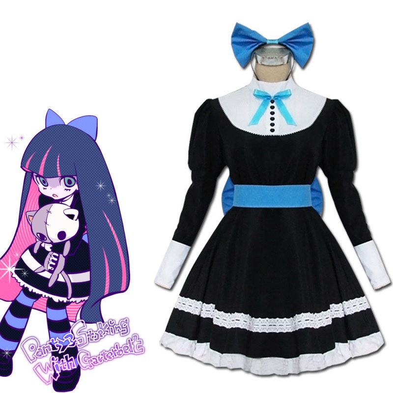 吊带 ผมยาว cosplay STEEZETTE巾cos 服Panty/Stocking Keen Red เสื้อยืดแขนสั้น