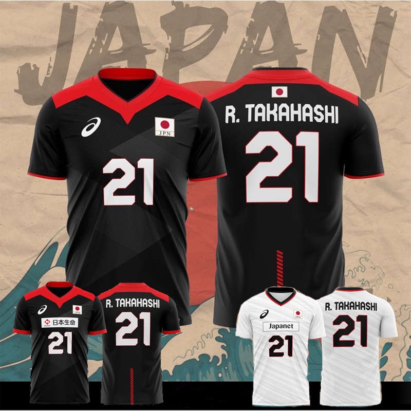 2020 Japan Olympic Volleyball Jersey Ran Takahashi No.21 4 สี Casual Women Men Tshirt