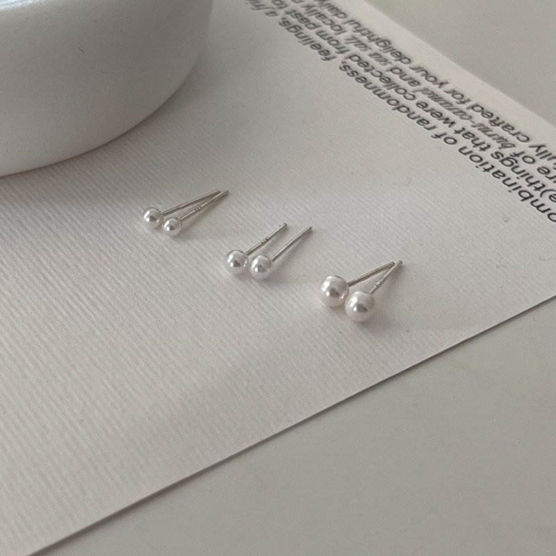 A.piece  ต่างหูมุกเงินแท้ [all silver 925] Basic Pearl