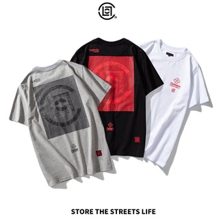 【Hot】CLOT simple striped BOX logo stitching printed cotton tshirts