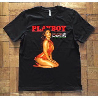 การพิมพ์ฝ้ายเสื้อยืด พิมพ์ลาย Playboy Kim Kardashian คุณภาพดี ของขวัญวันพ่อ สําหรับเด็กผู้ชายS-4XL