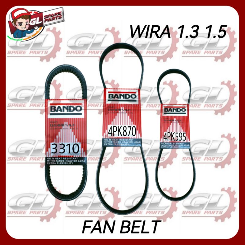 ALTERNATOR AIRCOND POWER STEERING BELT BANDO PROTON WIRA 1.3 1.5 4PK870 4PK595 3310